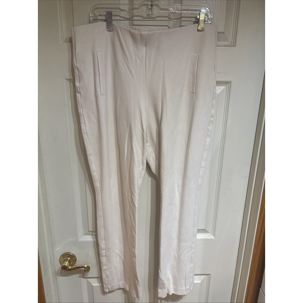 Chico's Flat Front Pull On Ankle Pant Ivory Straight Leg Size 14